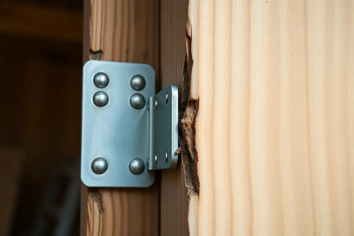 Fresh pale woodworm bore dust and crisp 1-2mm exit holes on a timber surface indicating an active infestation