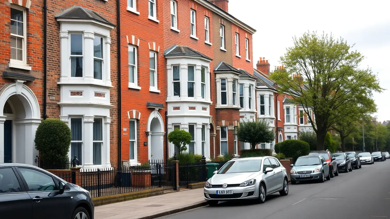 London Victorian terraced houses and rooftops with original timber roof structures