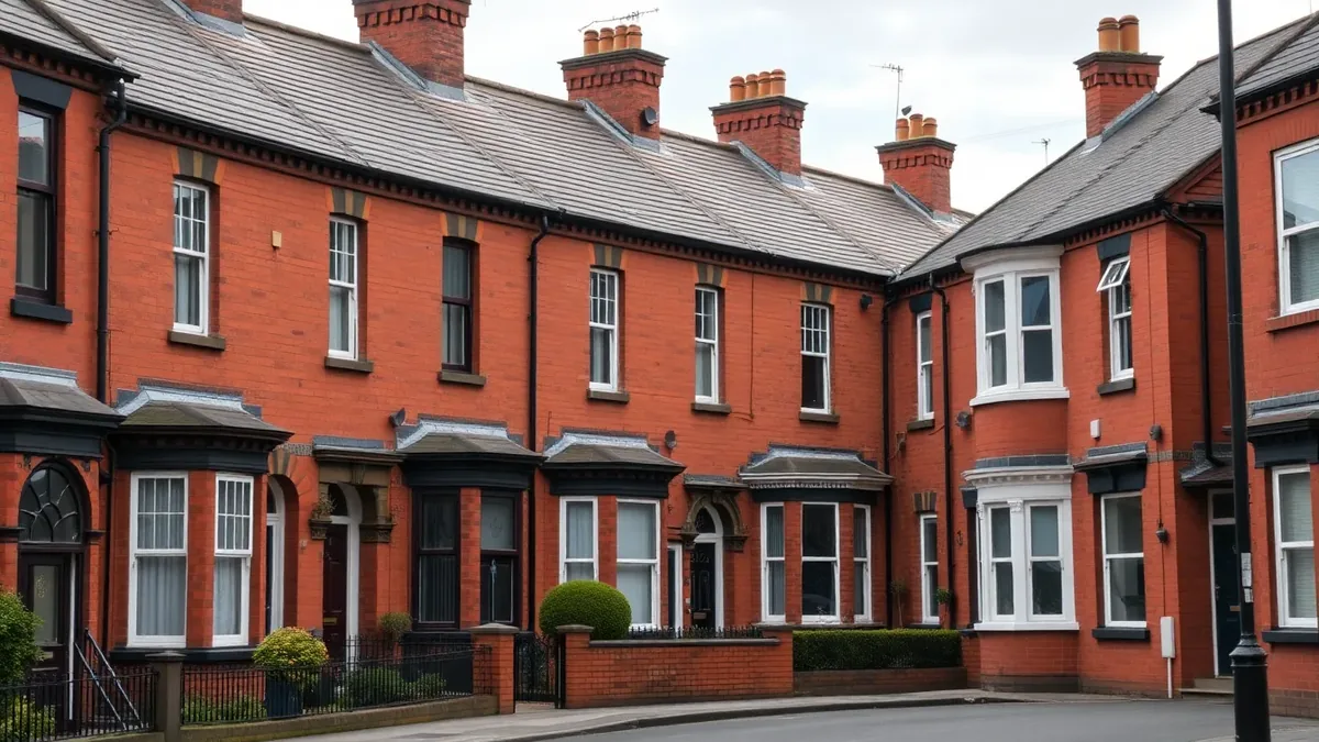 Nottingham Victorian terraced houses in Sherwood showing red-brick facades, original sash windows and period roof timbers