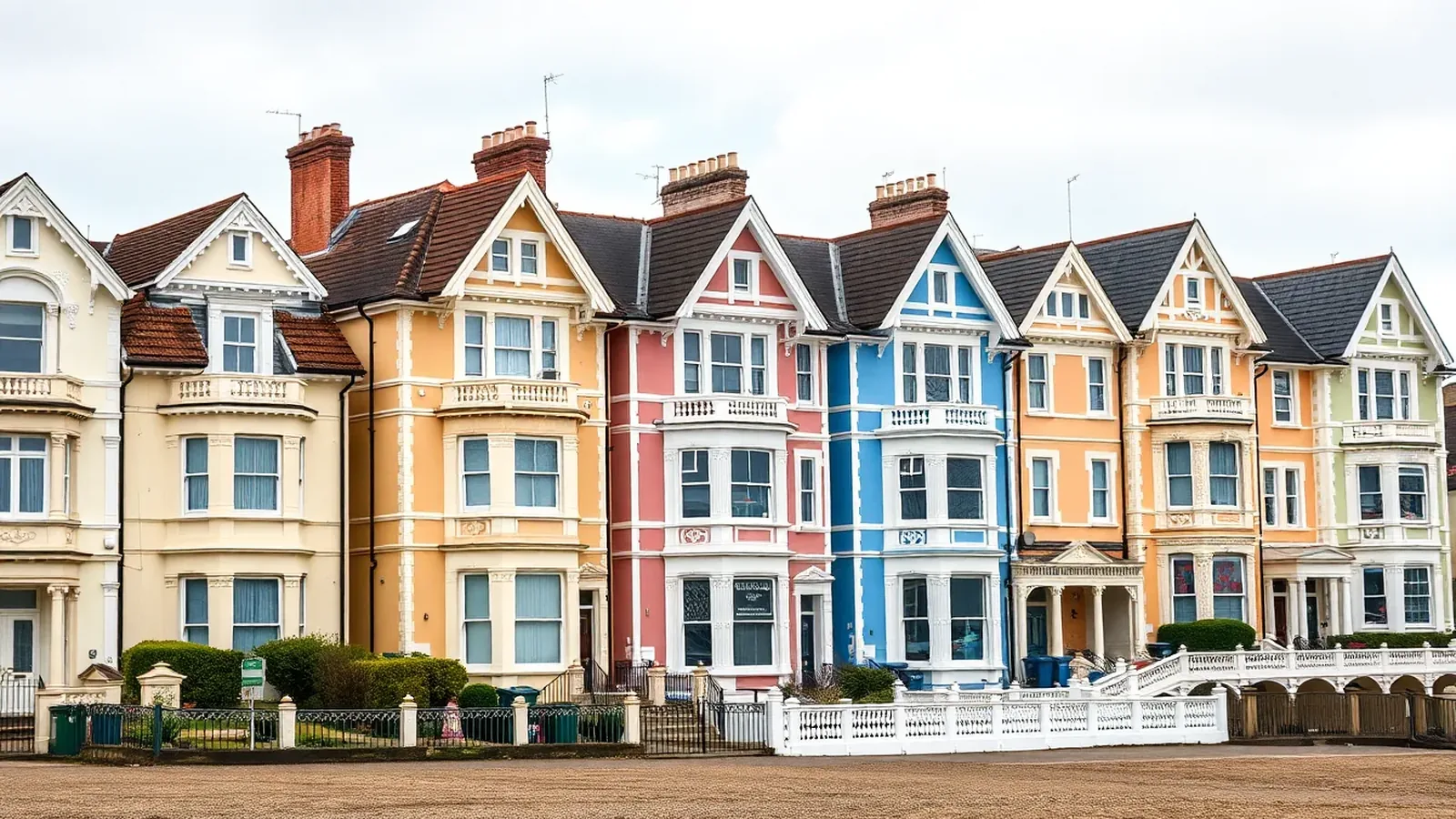 Weston-super-Mare seafront with Victorian terraces facing the Bristol Channel