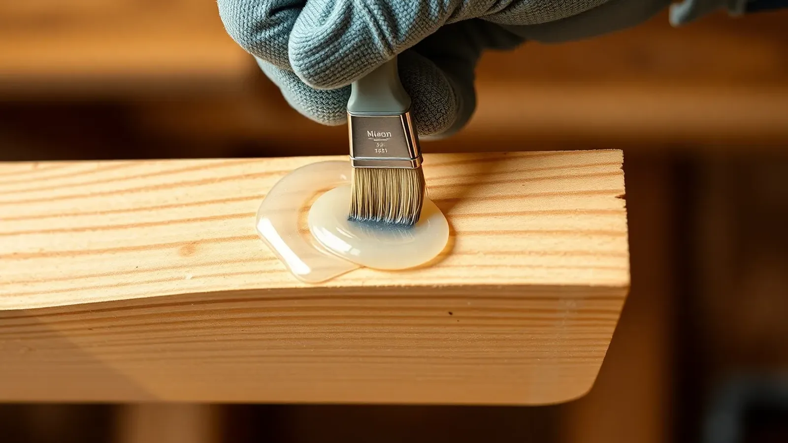 Boron paste applied to the end of a structural timber floor joist bedded into masonry